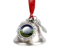 Golf Ball Christmas Jingle Bells Decoration Silver Craft Bell with Dual Pendants for DIY Xmas Tree Wreath Decor Hanging Sleigh Bell Ornaments Wedding Winter Holiday Party Favors