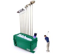Golf Ball Dispenser, Automatic Golfs Ball Pitching Machine with 9 Holes Club Holder, Hold 100 Balls At a Time, Foot Stand Adjustable for Private Practice, Golfs Courses