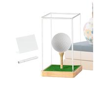Golf Ball Display Case - 4.9 Inch Box | Acrylic Wooden Case - Dustproof Transparent Golf Collectibles Display Stand for Shelf Desk Home Decoration and Gift for Golf Lovers