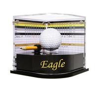 Golf Ball Display Case for Eagle Golfer. Black Ball Throne with Golden Stamp. 2X Background Frames on Each Side of Cambered Cover. Pencil Holder, Glue Dots are All Included, No Assembly
