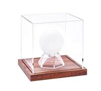 Golf Ball Display Case - Golf Ball Display Box with Wooden Stand | Dustproof Sports Accessories, Square Baseball Storage Case for Study Room Bedroom