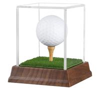 Golf Ball Display Case Hole in One Golf Ball Display Case Holder Wanult Wood Base Acrylic Golf Ball Holder Stand Memorabilia Showcase Square Cube Box Stand Lifelike Turf Wood Tee Golf Gifts Decor