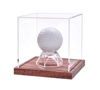Golf Ball Display Case, No Assembly Required Clear Cube with Solid Wooden Base, Autograph Golf Ball Stand Box for Single Ball(1 Pack)