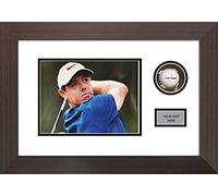 Golf Ball Display Case with Photo and Text Display Window | 2 Inch Deep 3D Frame 16 x 12 Inch | Signed Golf Memorabilia Presentation | White Mount - Mahogany Frame | Made in The UK