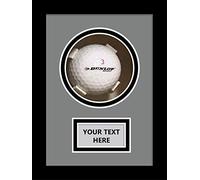 Golf Ball Display Case with Text Display Window | 3 Inch Deep 3D Box 10 x 8 Inch | Signed Golf Memorabilia Presentation Frame | Grey Mount - Black Frame | Made in The UK