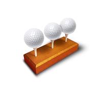 Golf Ball Display Stand | Holds 3 Balls | Solid Wood | 3 Tees Included