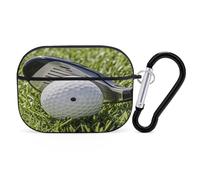 Golf Ball Earbuds Organizer Shockproof Protective Airpods Pro Cover with Carabiner Clip Anti Fall Carrying Earphone Case Cover for Airpods Pro 2nd Generation Black