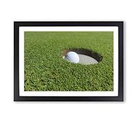 Golf Ball Framed Print | A2 Oak Framed Wall Art | Ready to Hang | Modern Sport Picture | Living Room Bedroom Lounge Office
