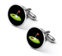 Golf Ball Game Round Classic Cufflinks Metal Cuff Links for Men Suit Shirts Accessories Anniversary Birthday Gift 2.0cm