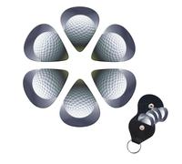 golf ball Guitar Picks 6 Pack, 0.71mm Thickness Celluloid Bass Pick with Leather Guitar Pick Holder Keychain Abstract Art Pics Plectrum for Acoustic Electric Guitar, Ukulele, Bass