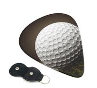 Golf Ball Guitar Picks 6 Pcs, 0.46mm Thickness Celluloid Plectrum with Leather Picks Holder, Personalized Guitar Pick for Bass Electric Acoustic Guitars Lovers Gift