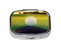 Golf Ball Hole,Meta Pill Box 2 Compartment Medicine Case,Portable Organizer
