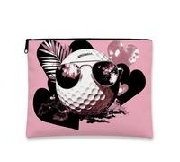 Golf Ball Makeup Bag, Peach Sunglasses Patterned Travel Cosmetic Pouch for Women, Portable Fun Zipper Organizer, Sports Gift Skincare Toiletry Bag, Summer Festival Essentials, Peach, 7x9 Inch