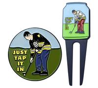 Golf Ball Marker and Divot Repair Tool Set, Professional Golf Accessories for Course Maintenance and Ball Positioning, Zinc Alloy Pitch Mark Repairer with Magnetic Ball Marker, Compact Golf Gear for A