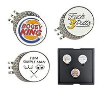 Golf Ball Marker with Magnetic Hat Clip, 3-Pack Funny Golf Ball Markers with Gift Box, Personalised Golf Gift for Men Women Golfers