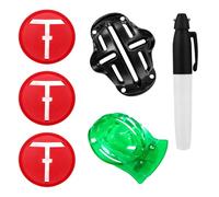 Golf Ball Markers, Golf Ball Line Marker Tool, Alignment Marker for Putting Practice, 6-Piece Golf Ball Marker Set with Balanced Line Drawer and Dual-Sided T-Square Marker, Black and Green Design