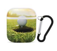 Golf Ball Near Hole Earphone Case Cover Compatible with AirPods 1&2 Shockproof Bluetooth Headset Case White-style