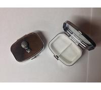 Golf Ball On Tee pewter effect sport emblem on silver metal pill box