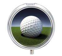 Golf Ball Pill Box 3 Compartment Small Pill Case with Mirror for Purse & Pocket Travel Medicine Organizer Daily Medication Container Portable Pillbox Metal Medicine Box Round Meds Case