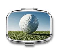 Golf Ball Pill Case with 2 Compartment, Pill Organizer Portable Square Pill Box,Vitamin Pill Organizer for Pocket Purse and Travel