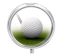 Golf Ball Pill Organizer 3 Compartment Travel Pillbox with Mirror Daily Medicine Pill Case Metal Pill Box for Purse & Pocket Portable Small Medicine Box Round Vitamin Case Container