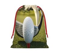 Golf Ball -Print Drawstring Gifts Bags L Size - Soft Flannel Fabric Reusable For Wedding Party Favors Gifts Packaging