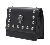 Golf Ball Storage Pouch - Universal Range Finder Carry Bag | Shockproof Golf Case with Soft Inner Lining | Black Rivet Skull Pattern Leather Holder for Rangefinders and Markers, 13x10x4cmc, Black