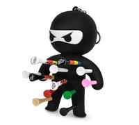 Golf Ball Tee Holder | Durable Silicone Ninja Golf Accessory for Golf Bags | Holds 13 Golf Tees | Lightweight Golf Gift Idea | Ninja Keyring | Black - Standard Edition