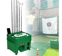 Golf Ball Tee-Up Machine, Auto Ball Dispenser, Indoor Driving Range Simulator with 9 Club Slots, Holds 50 Balls at a Time for Home Practice