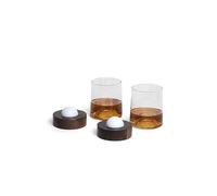 Golf Ball Whiskey Glasses - Set of 2 Glass Cups with Golf Ball Wood Coasters, Unique Funny Gifts for Men & Women, Whisky Shot Glass Gift Set Ideas, Reusable Glasses, Makes Drinking Fun