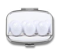 Golf Balls Minimalist Sports Pill Box 2 Compartment Portable Medicine Pill Case Travel Pill Organizer for Pocket Purse