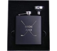 Golf Birdie Juice Flask, Funnel and Gift Box - Great Chirstmas, Birthday, Valentines Gift for Golfers (Black)
