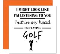 Golf Birthday Card for Men Women - In my Head - Happy Birthday Card for Nan Auntie Uncle Nanny, 145mm Bday Greeting Cards
