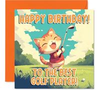 Golf Birthday Card for Men Women - Sport Cats - Happy Birthday Card for Grandad Friend Son Grandma, 145mm Bday Greeting Cards