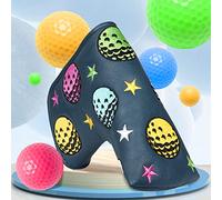 Golf Blade Putter Head Cover Magnetic Fit for Scotty Cameron Taylormade Odyssey Dark Blue PU Leather Colorful Ball Pattern