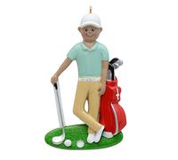 Golf Boy Personalized Christmas Ornament 2025 - African-American Player Hold Bag of Clubs Ball - Ethnic Male Golfer Christmas Ornament - Golf Gifts for Dad, Grandpa, Man