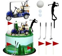 Golf Cake Decorations Heading for The Blue Cake Topper Birthday Decorations for Golfers with Cart Flag Golf Ball for Men Sport Golf Theme Party Supply (Blue Golf)