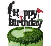Golf Cake Toppers - Golf Cake Decorations, Cake Toppers for Men, Golf Cake Topper, Golf Party Decorations, Golf Decorations, Cake Decorations for Men, Golf Party, Happy Birthday Cake Topper (BLACK)