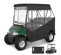 Golf Cart Enclosure 2 Passenger for EZGO RXV 2-Seater Open Front Windshield Roll-up 3-Sided Clear Windows Mirror Zipper Door Waterproof Transparent Driving Rain Enclosure Black (with Seat Towel)