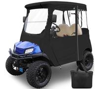 Golf Cart Enclosure Cover for Club Car Precedent, 2 Seat 600D Oxdord with 3 Door Zippers, Security Side Mirror Reserved, Waterproof Portable Transparent Storage Driving Rain Cover Short Roof