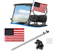 Golf Cart Flag Holder and Flag Pole Kit for Yamaha, EZGO, Club Car, Upgraded Flag Bracket for 0.59-1.18" Round/Oval/Square Rails Golf Carts, Boat, Golf Push Carts, Included USA Flag (22.8×11.4inch)