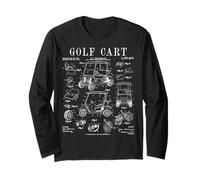 Golf Cart Golfer Funny Old Vintage Patent Drawing Print Long Sleeve T-Shirt
