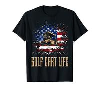 Golf Cart Life American Flag Ball Swing Golfing Course Golf T-Shirt
