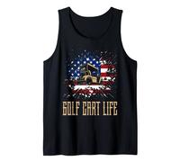 Golf Cart Life American Flag Ball Swing Golfing Course Golf Tank Top