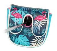 Golf Centre Shaft Mallet DF3 Putter Head Cover Headcover Magnetic Club Protector PU Leather Plant Leaves Printing Flamingo Embroidery