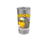 Golf Chick Cartoon Funny Chicks with Sticks Stainless Steel Insulated Tumbler