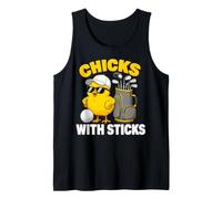 Golf Chick Cartoon Funny Chicks with Sticks Tank Top
