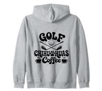 Golf Chihuahuas Coffee Retro 70s 80s Dog Owners Joke Zip Hoodie