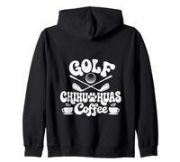 Golf Chihuahuas Coffee Retro 70s Dog Owners Funny Zip Hoodie