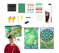 Golf Chip and Stick Game, Golf Dart Chipping Set | Double Sided Training Mat for Golf Game | Dart Board Mat Stick Chip Set for Garage Game
